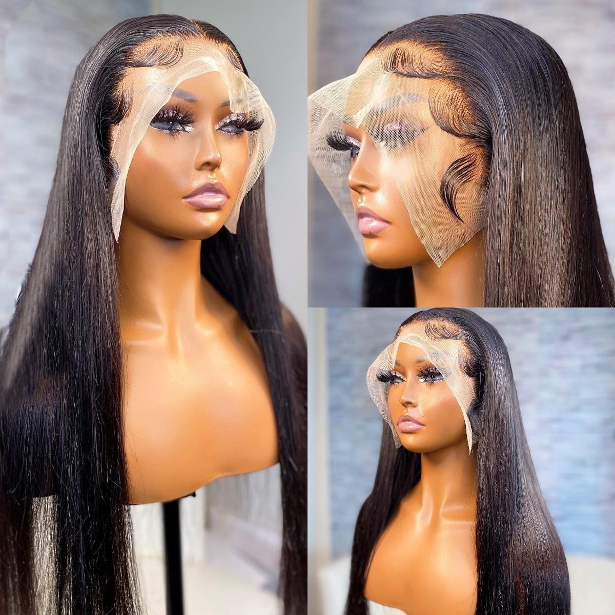 13X4 Peruvian Bone Straight Transparent Lace Frontal Wig
