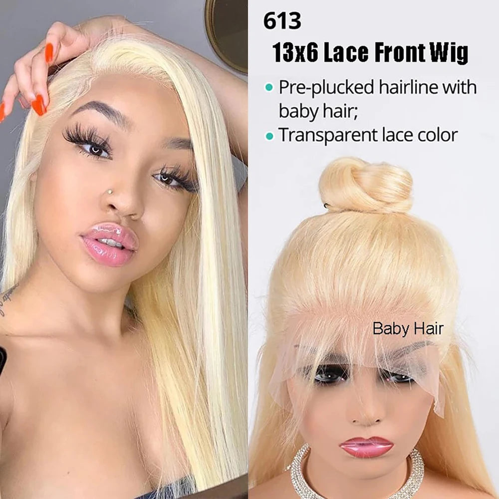 Silky Straight Brazilian 613 Transparent HD Lace Frontal Wig