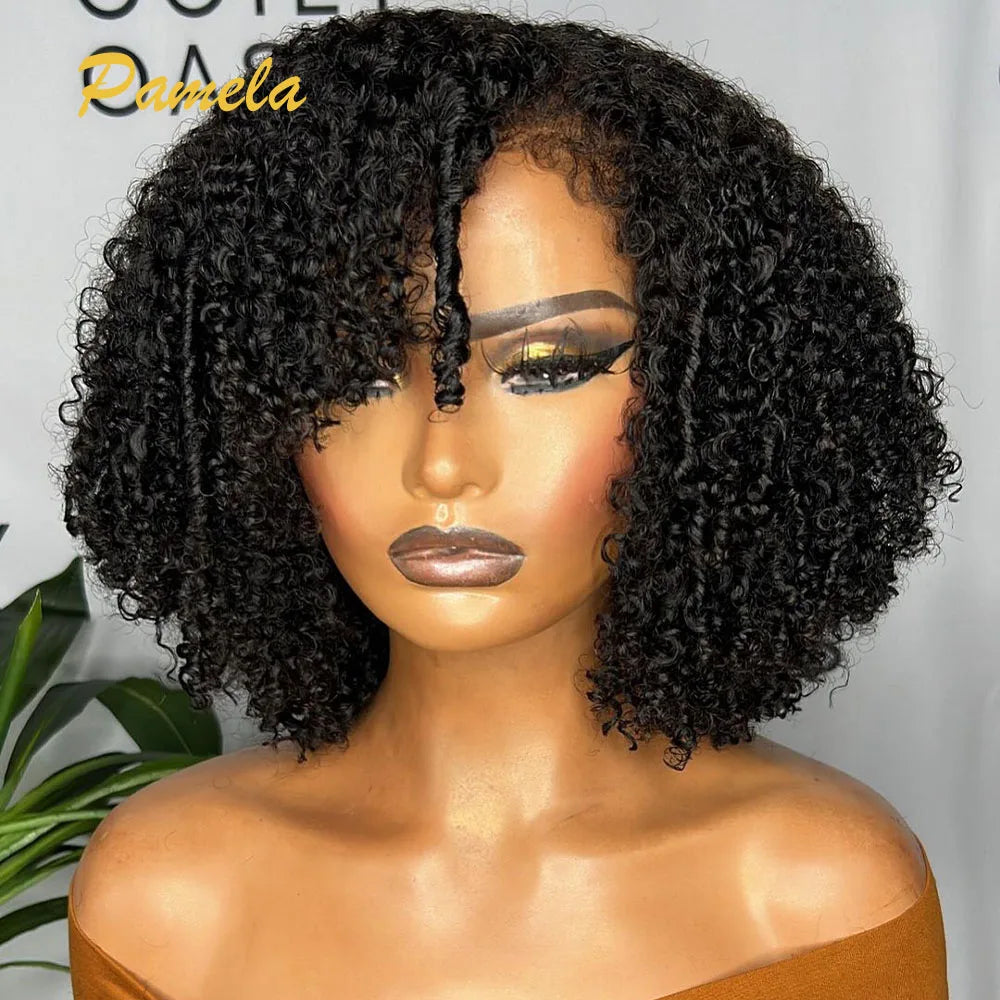 4C Kinky Edges Natural Hairline Glueless Transparent Lace Front Wig