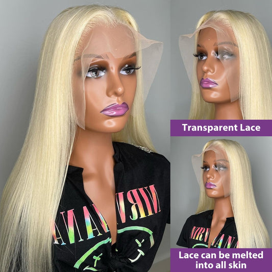 613 Blonde Straight Brazilian Remy Glueless HD Frontal Wig