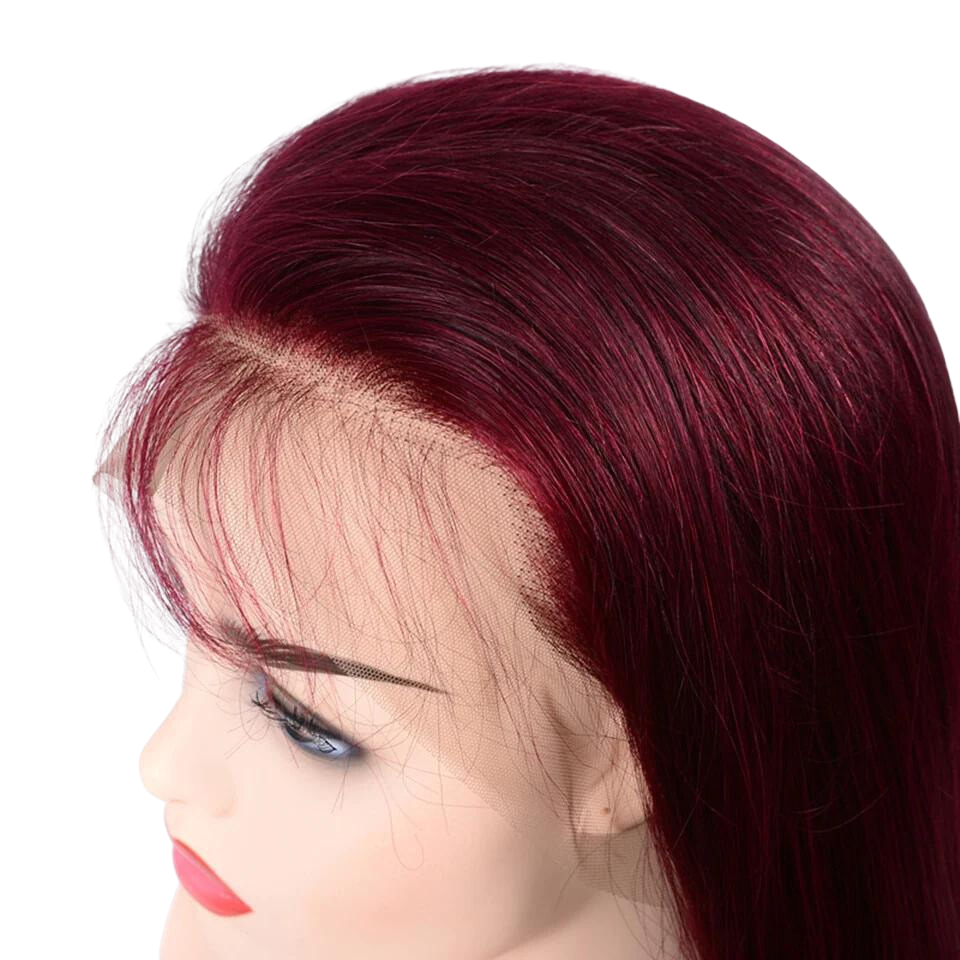 13X4 Burgundy HD Transparent Lace Front Human Hair Wig