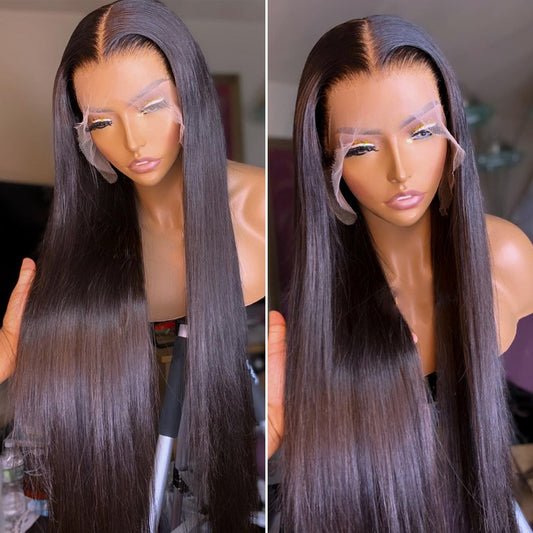 Natural Brazilian Bone Straight Transparent HD Lace Front Wig