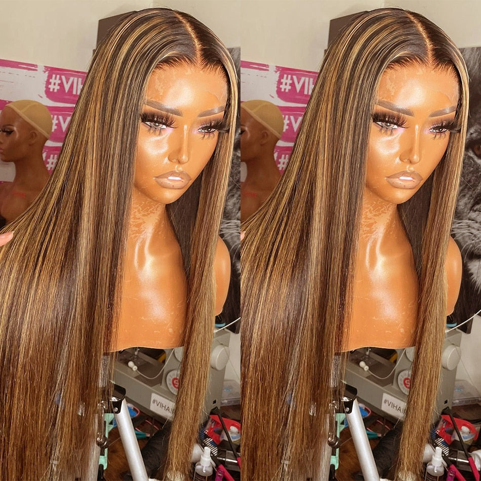 Honey Blonde Highlighted HD Lace Front Wig
