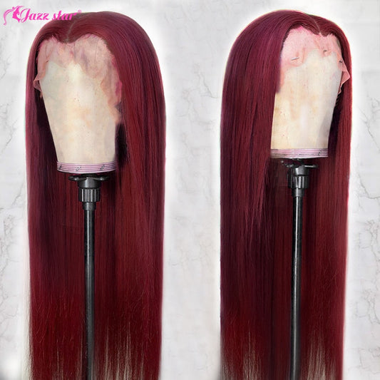 Burgundy HD Transparent Lace Front Human Hair Wig