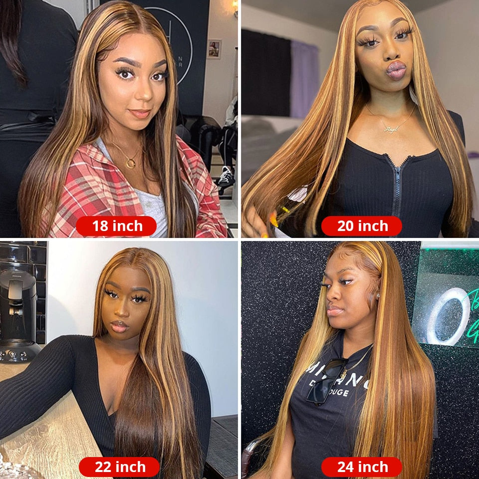 Bone Straight Malaysian Honey/Brown Ombre Lace Front Wig