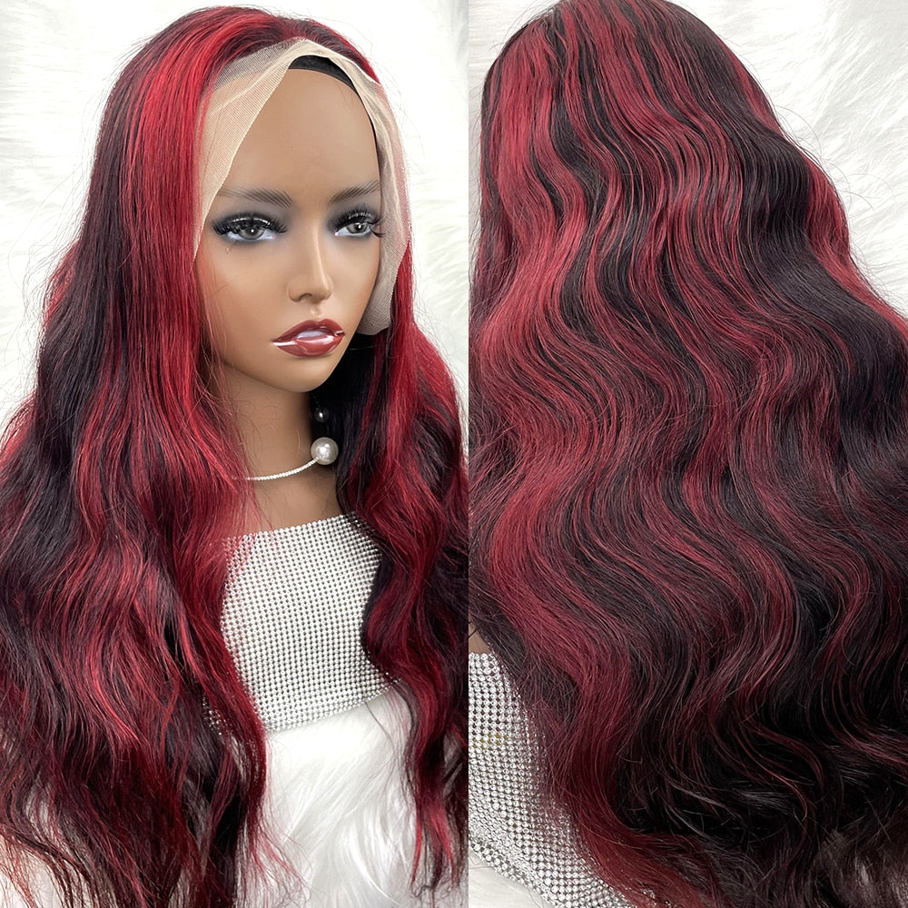 Highlighted 99J Burgundy Body Wave Lace Front Wig