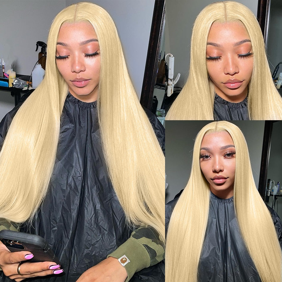 613 Blonde Brazilian Bone Straight HD Lace Front Wig