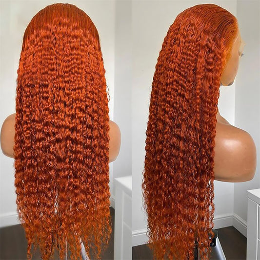 Orange Ginger Deep Wave Lace Front HD Lace Frontal Wig